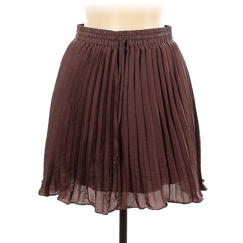 Elegant Brown Pleated Skirt